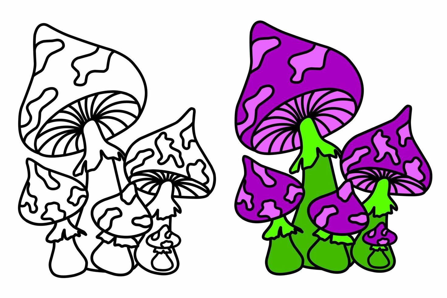 Funny mushroom with a doodle pattern. Coloring book for children and adults vector