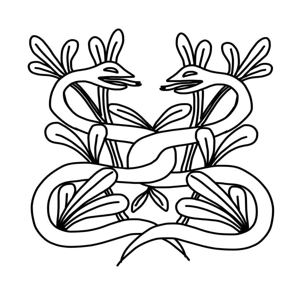 serpientes ornamental en dibujos animados garabatear estilo. vector sencillo ilustración aislado en blanco antecedentes