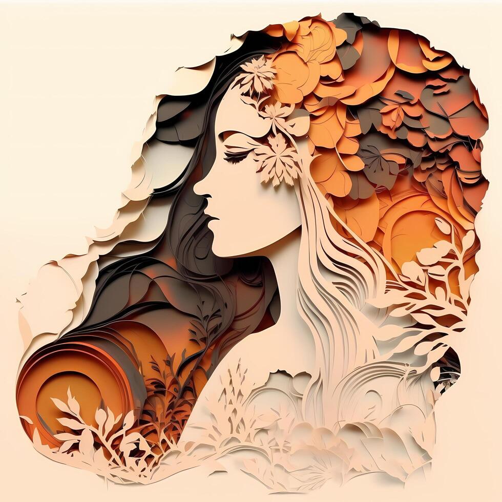 beauty woman wallpaper paper cut style photo