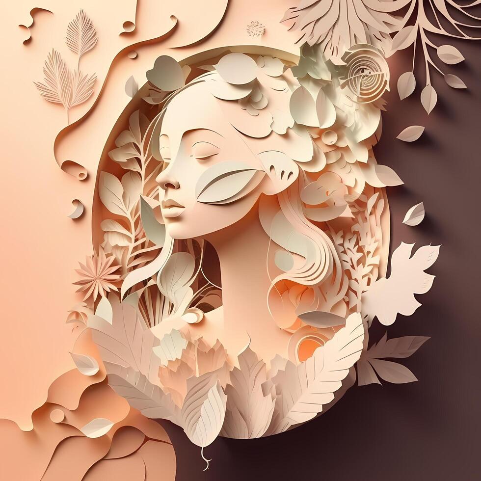 beauty woman wallpaper paper cut style photo