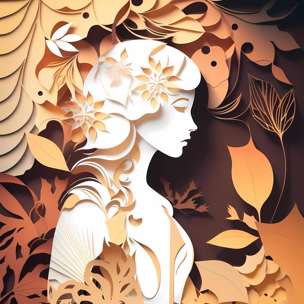 beauty woman wallpaper paper cut style photo