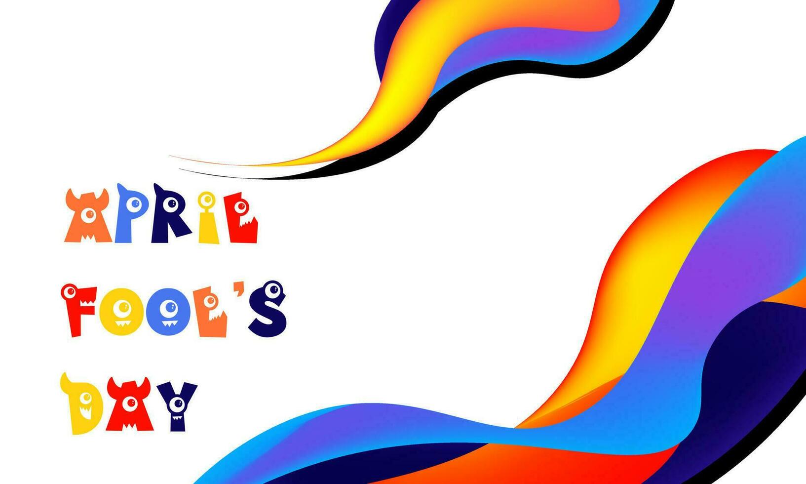 april fool's day with fluid wavy gradient isolated on white background. For Poster, Banner, Card Invitation, Social Media vector