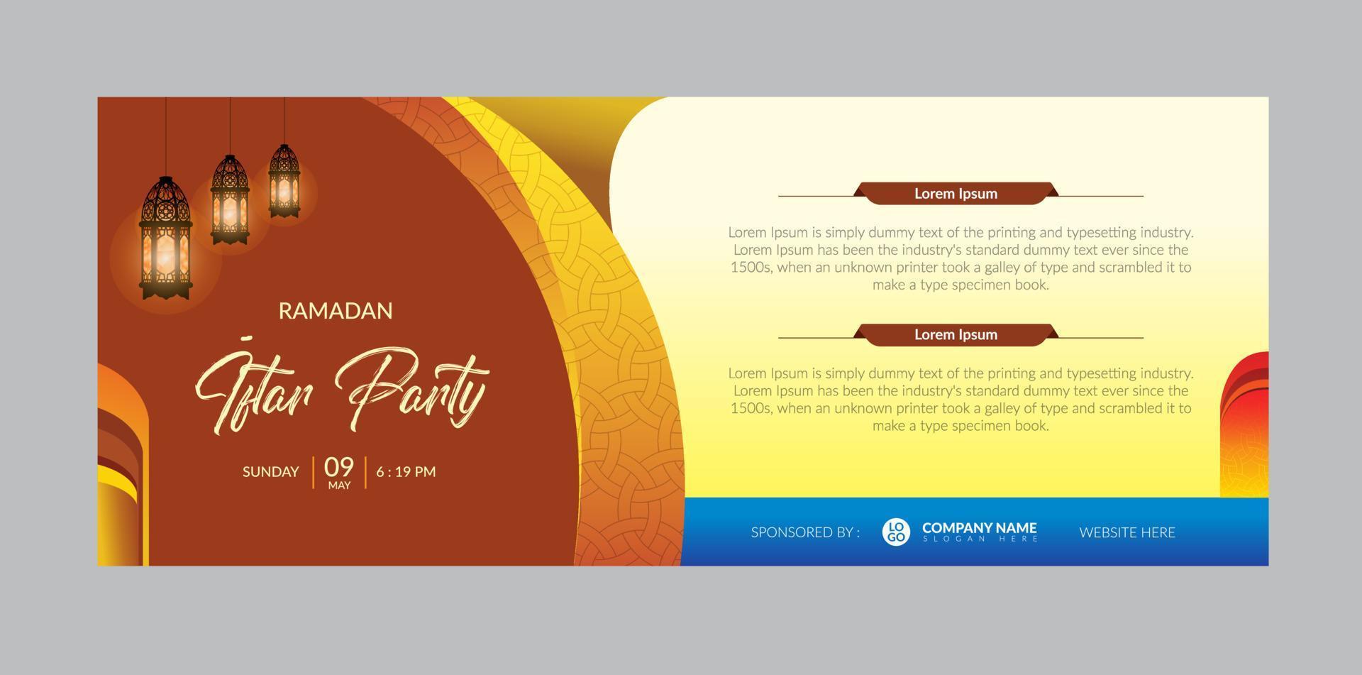 Iftar party banner design template vector
