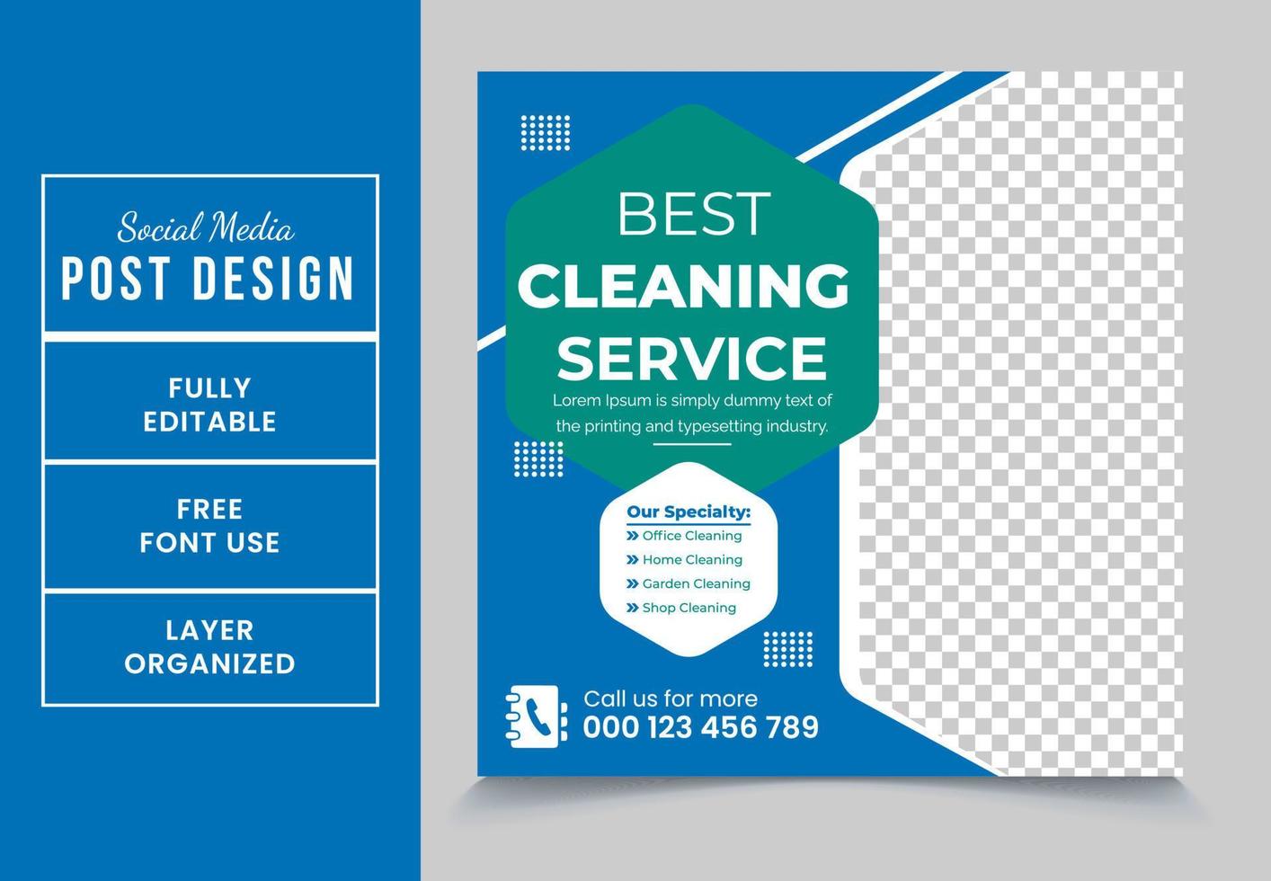 Best cleaning service promotional social media post design vector