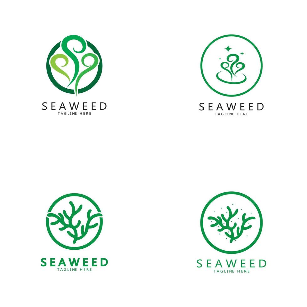 Seaweed vector logo icon illustration design.includes seafood,natural products,florist,ecology,wellness,spa.