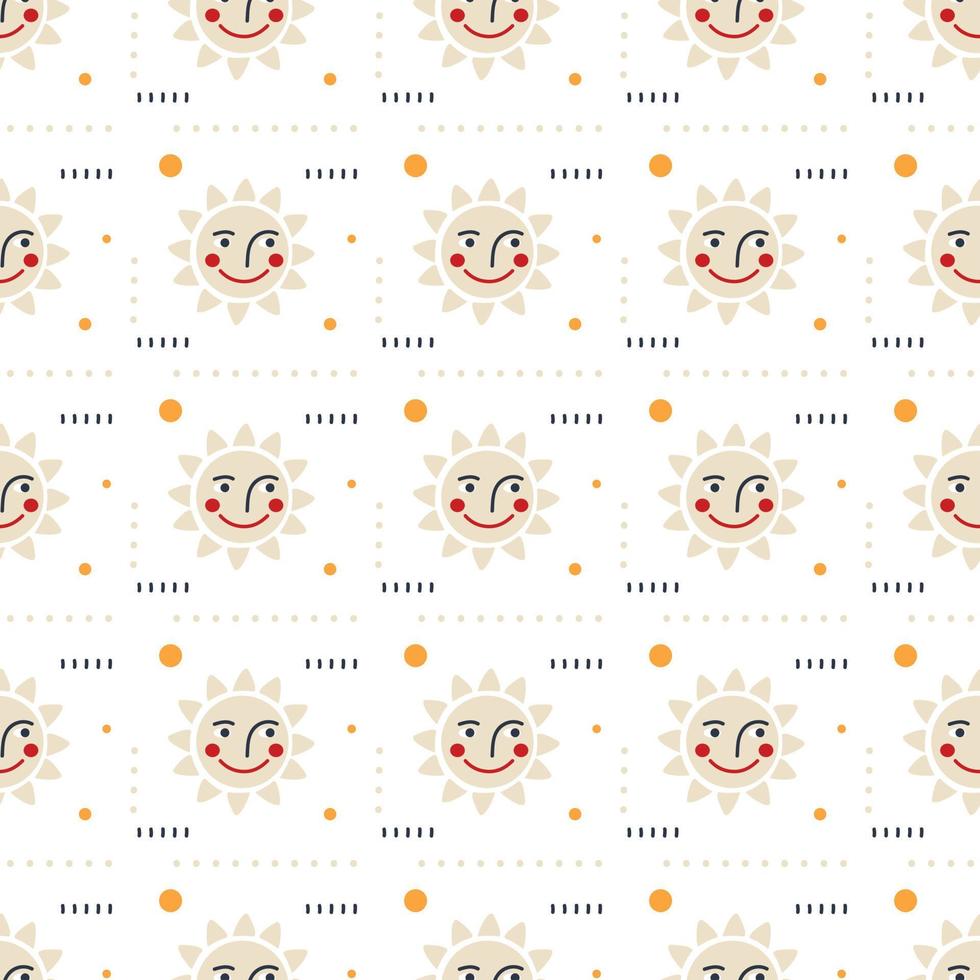Seamless pattern of a smiling sun for Maslenitsa vector