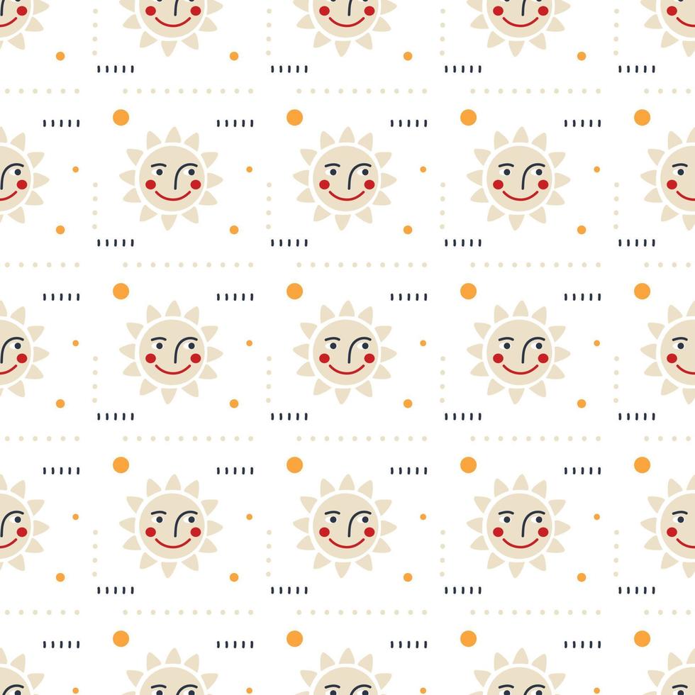 Seamless pattern of a smiling sun for Maslenitsa vector