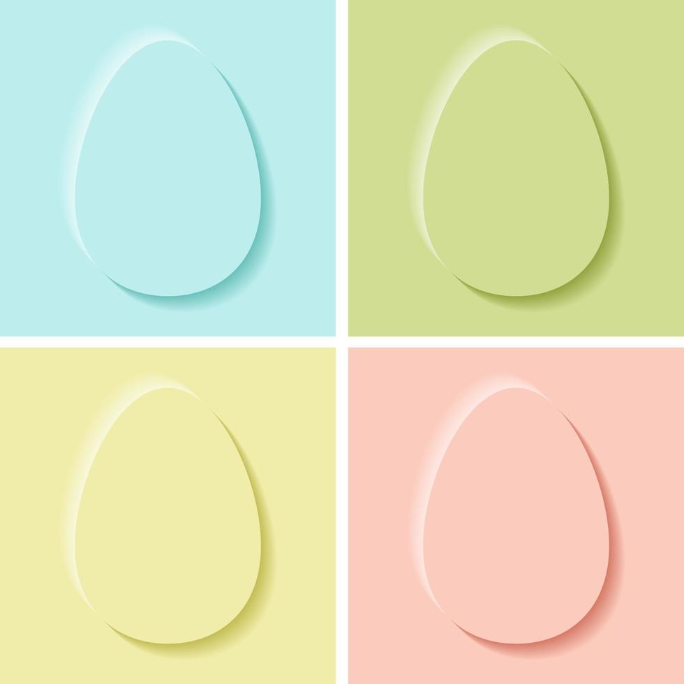 Set of Easter eggs in paper cut style. Spring pastel colours. Vector illustration.