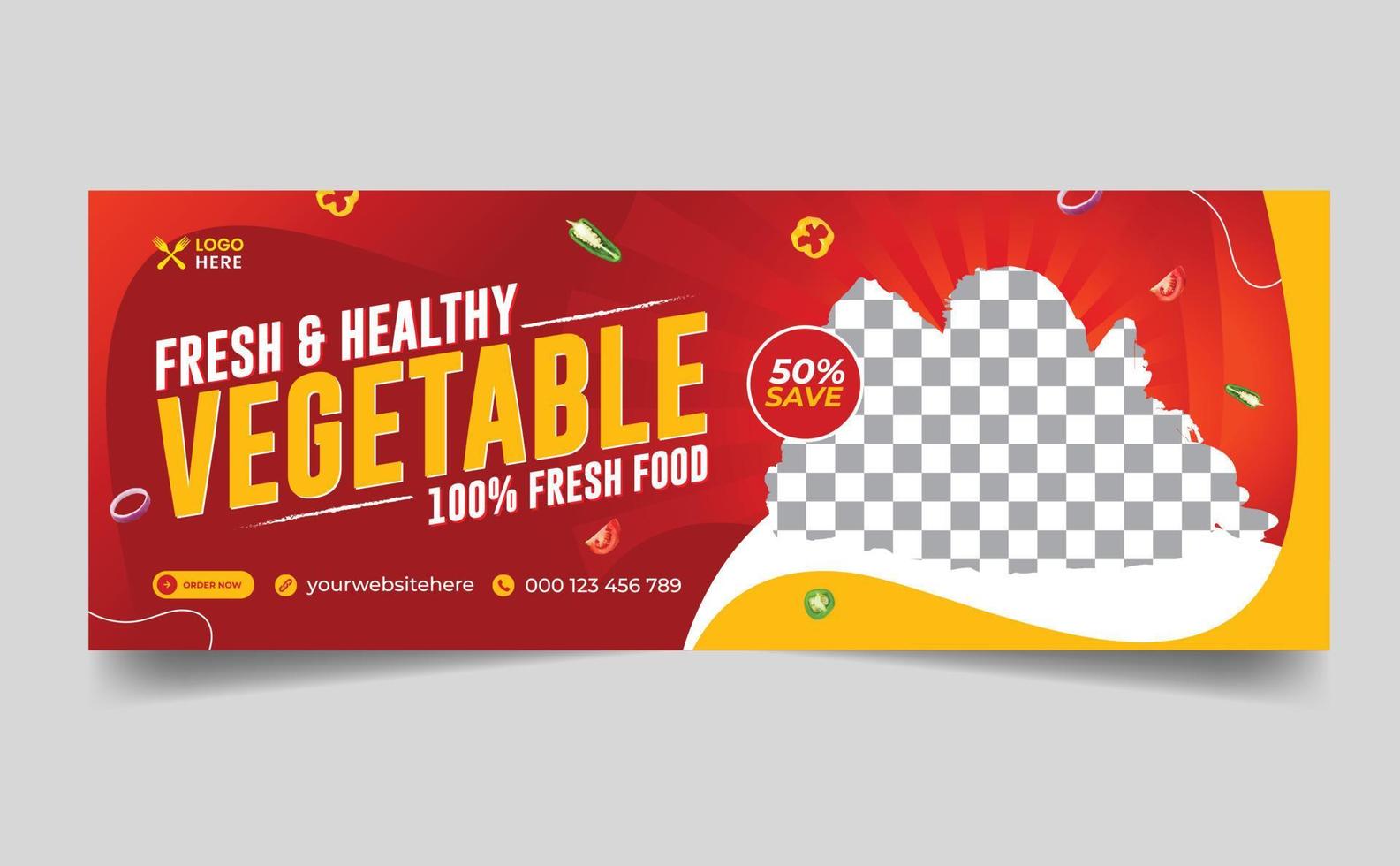 Fresh vegetable and grocery facebook cover design vector