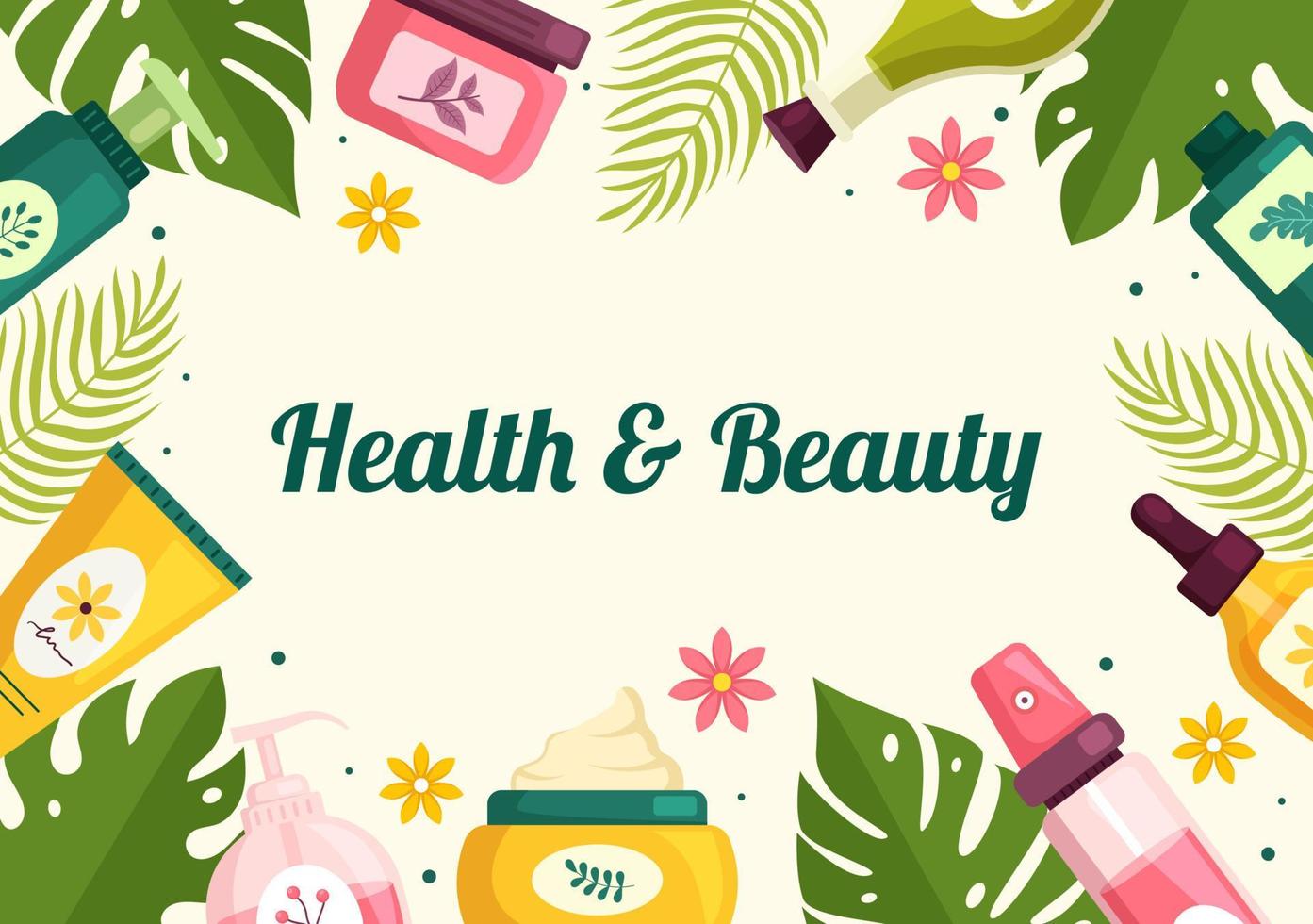 Beauty and Health Illustration with Natural Cosmetics and Eco Products for Problematic Skin or Treatment Face in Women Cartoon Hand Drawn Templates vector