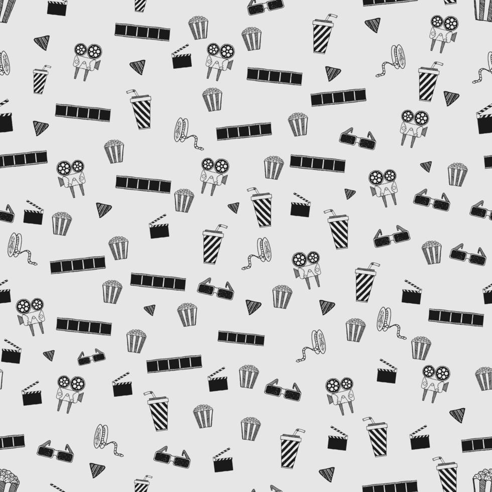 Cinema doodle seamless pattern with popcorn vector