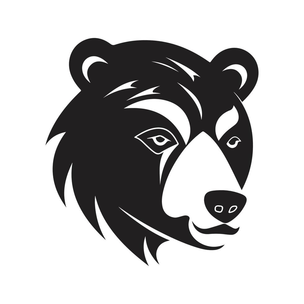 bear head, vector concept digital art, hand drawn illustration