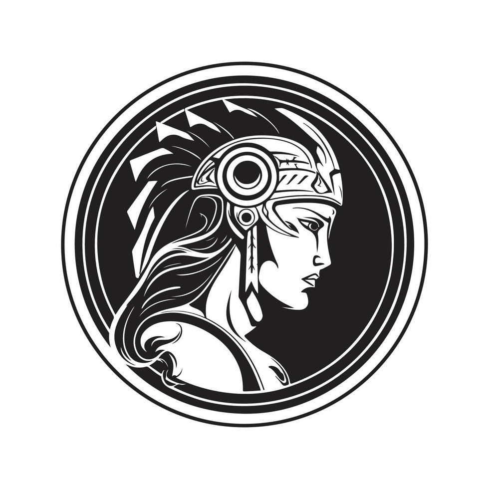 athena, vector concept digital art, hand drawn illustration