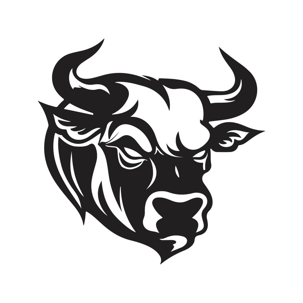 bull head, vector concept digital art, hand drawn illustration