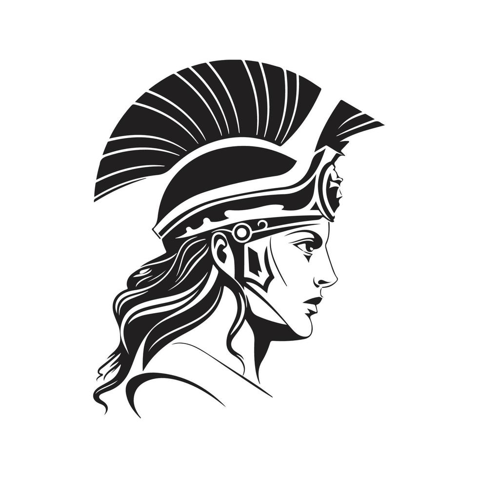 athena, vector concept digital art, hand drawn illustration