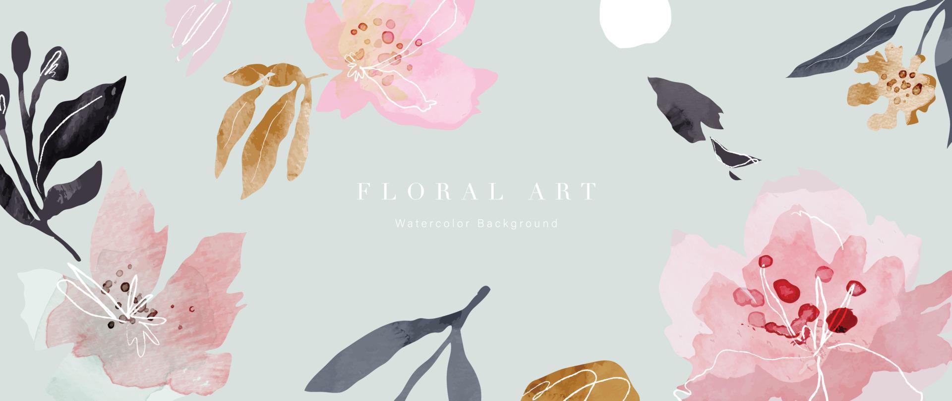 resumen floral antecedentes vector. primavera planta acuarela mano dibujado flores con acuarela textura. diseño ilustración para fondo de pantalla, bandera, imprimir, póster, cubrir, saludo y invitación tarjeta. vector