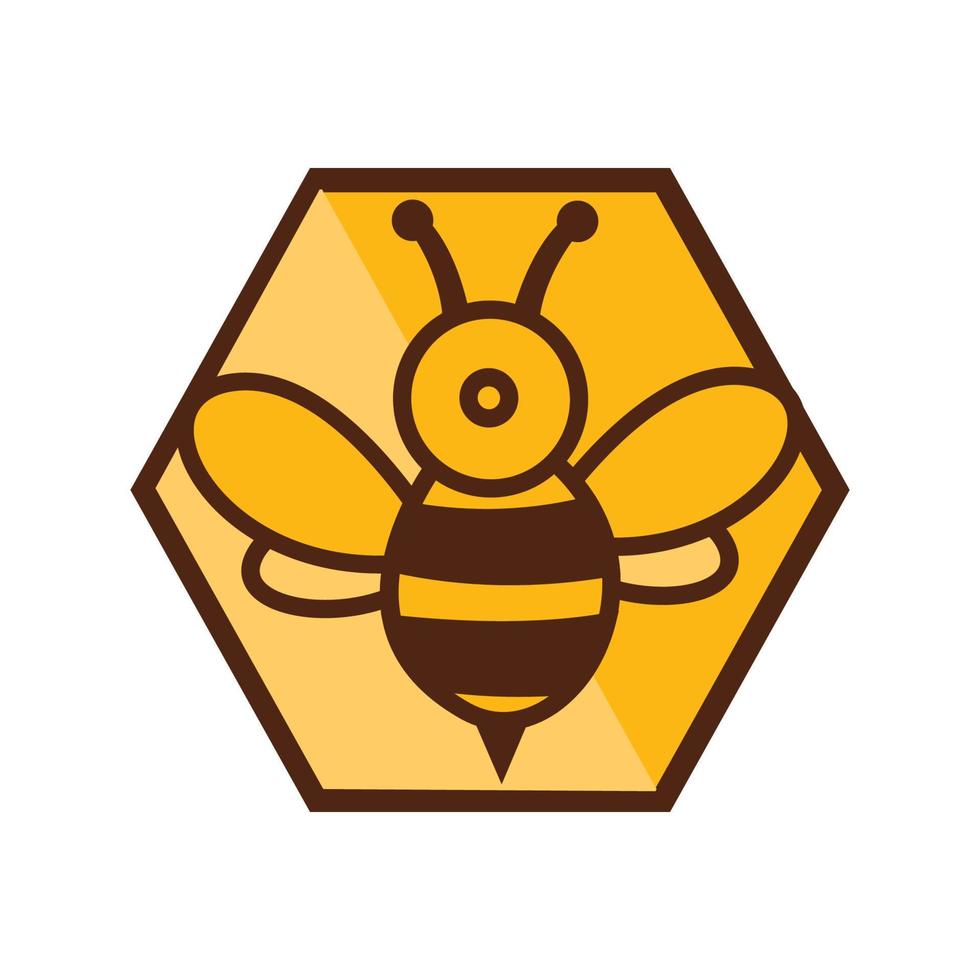 modern digital hexagon bee logo and vector icon