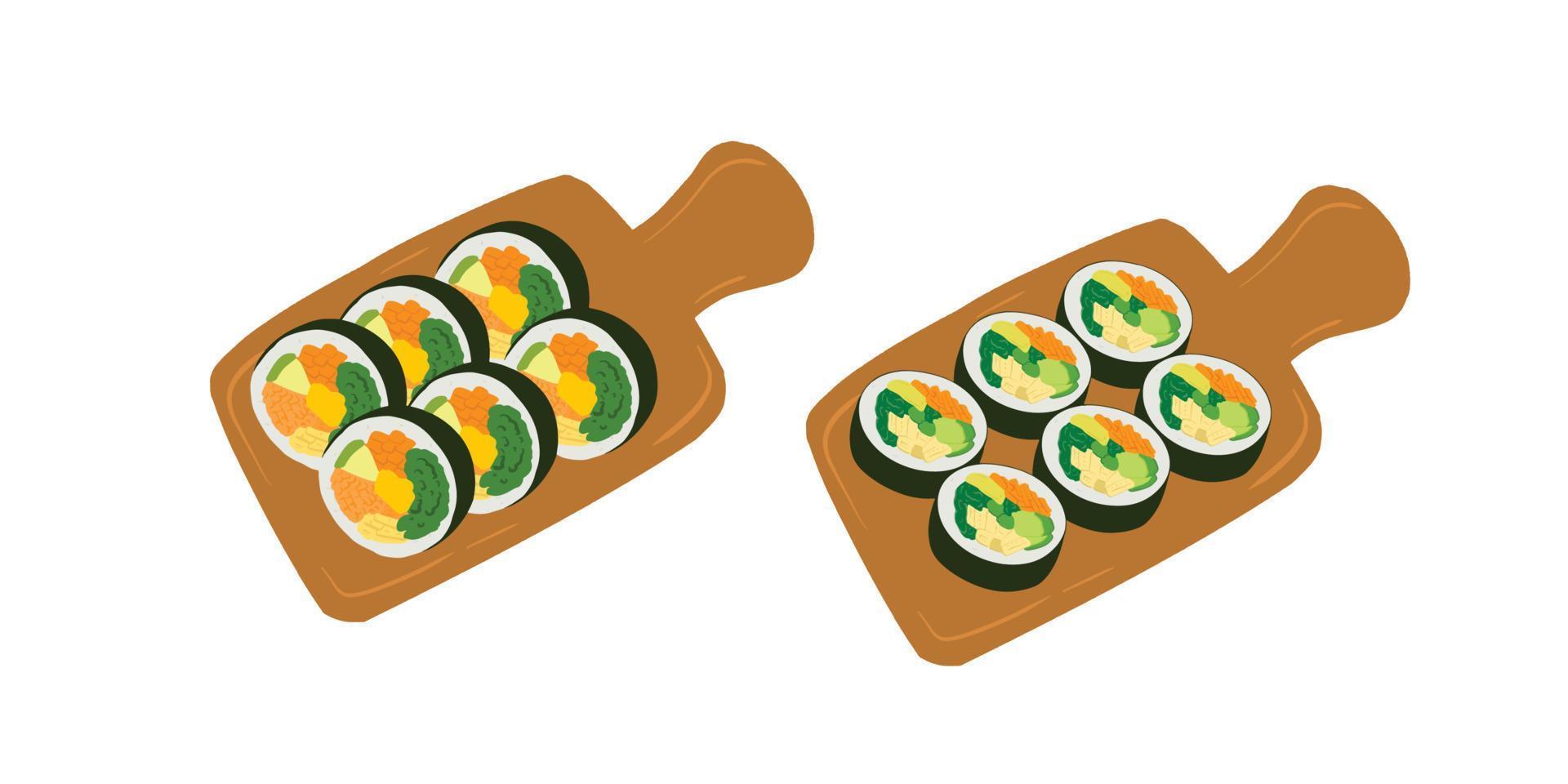 Vector hand drawn flat design Korean food illustration