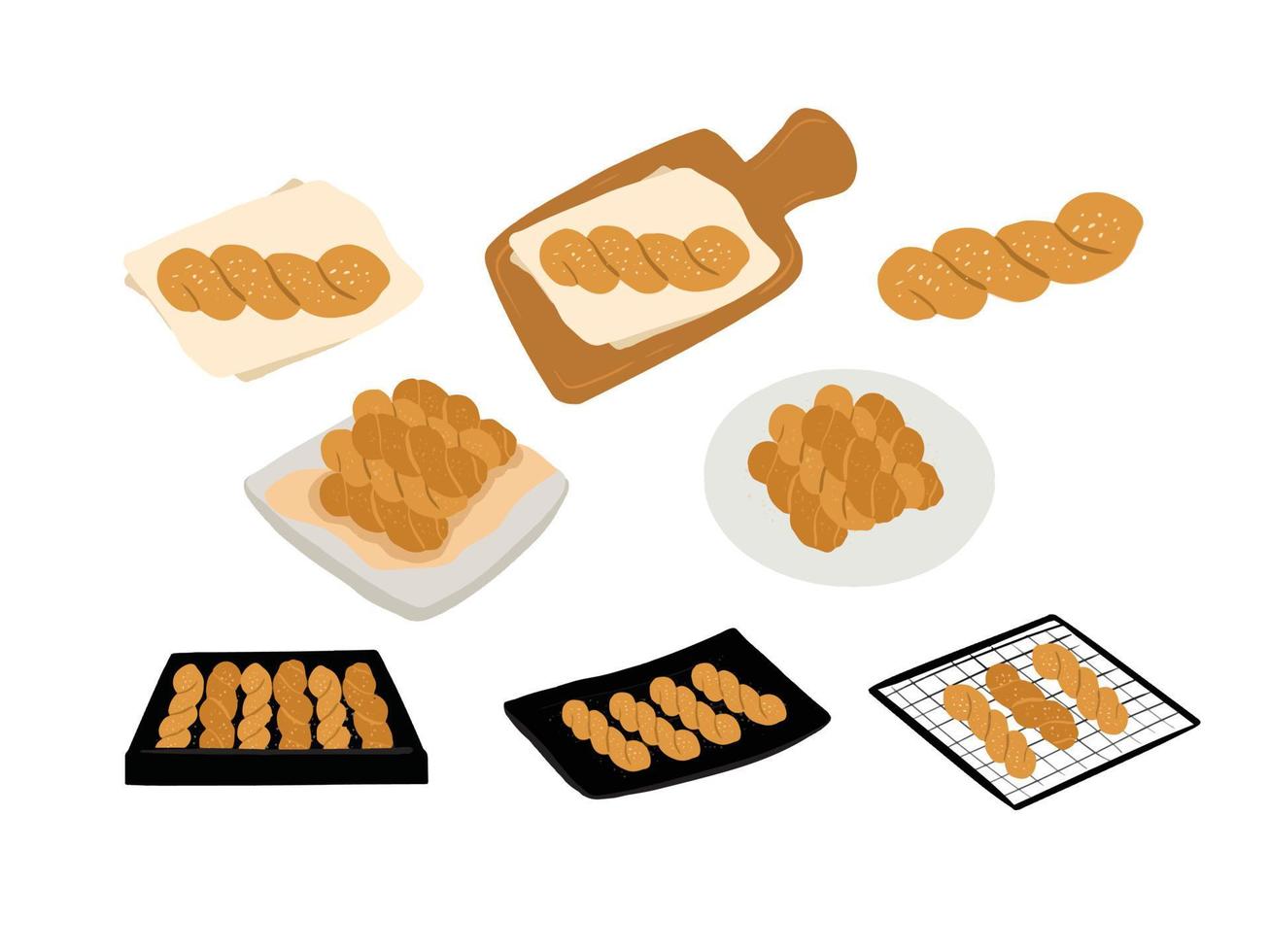 vector mano dibujado plano diseño retorcido coreano rosquillas ilustración