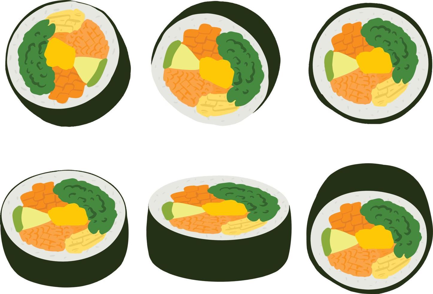 Vector hand drawn flat design Korean food illustration