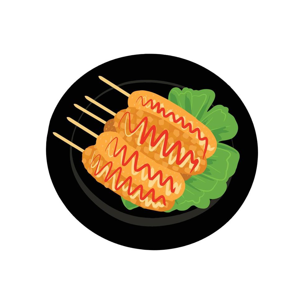 Vector hand drawn flat design Corn Dog illustration