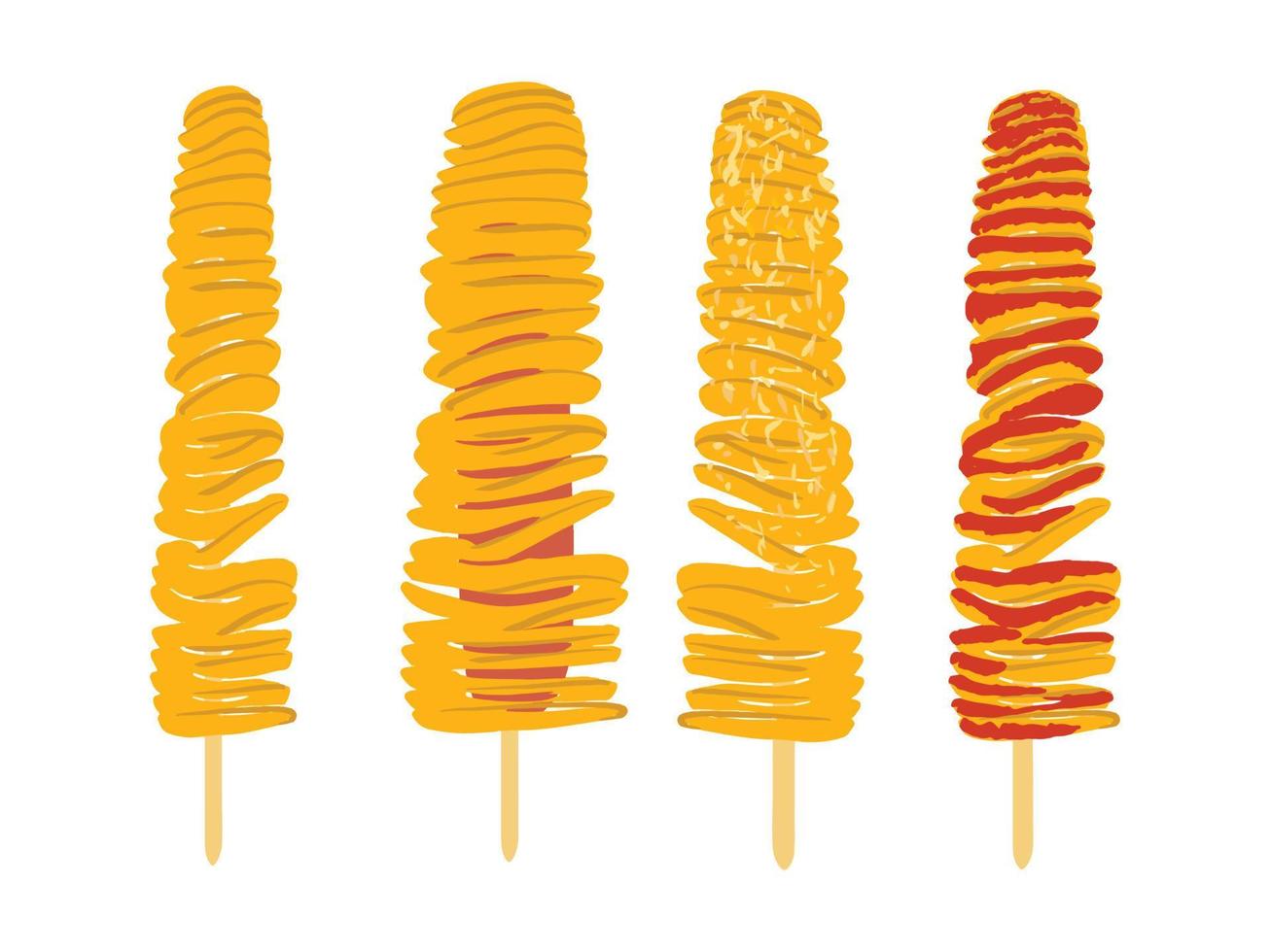 hand-drawn Korean Snack Street Food Tornado Potato illustration Design vector