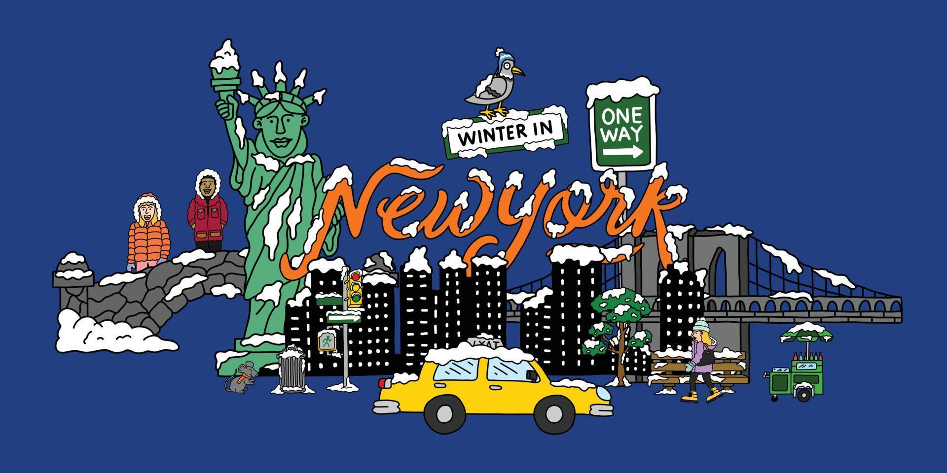 Collage art Illustration vector graphic cartoon of New York City, Good to use for graphic T'shirt, decorative wall, media promotion content