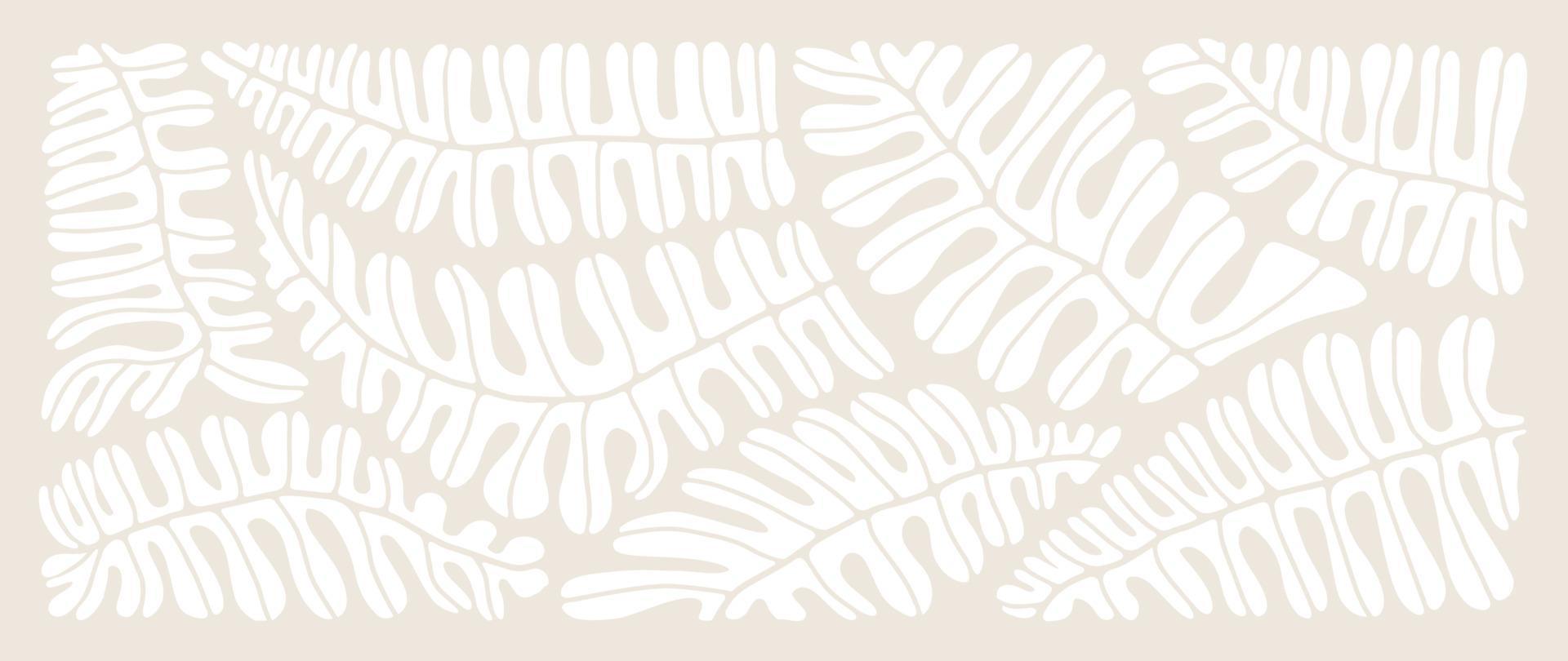 Matisse art background vector. Abstract natural hand drawn pattern design with leaves, branches. Simple contemporary style illustrated Design for fabric, print, cover, banner, wallpaper. vector