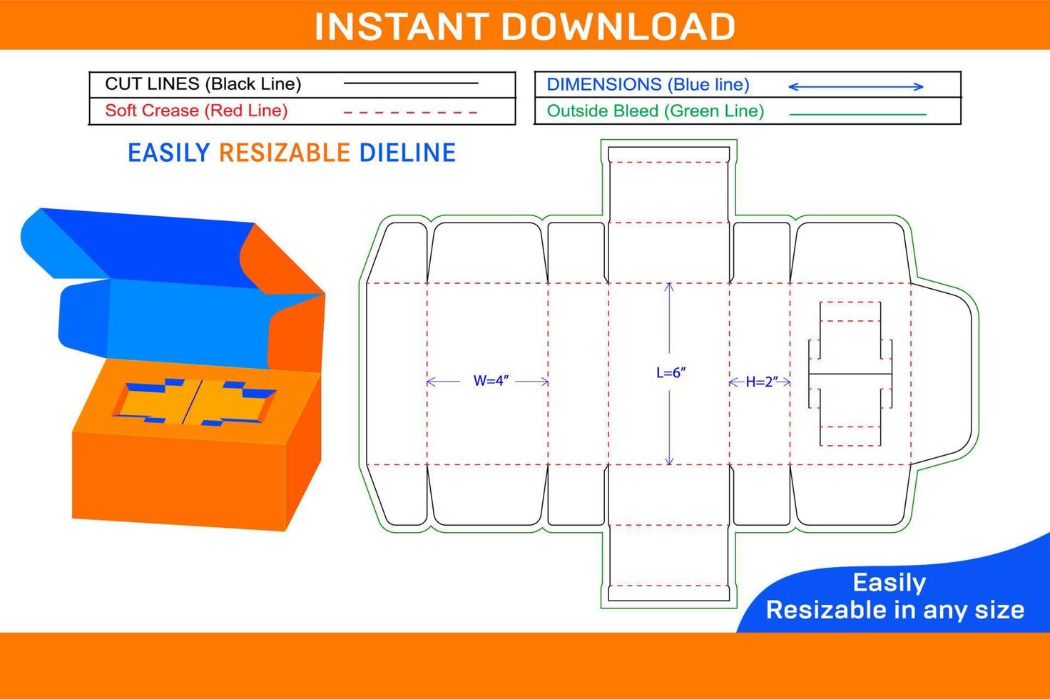 Mobile box dieline template and 3D box design Box dieline and 3D box vector