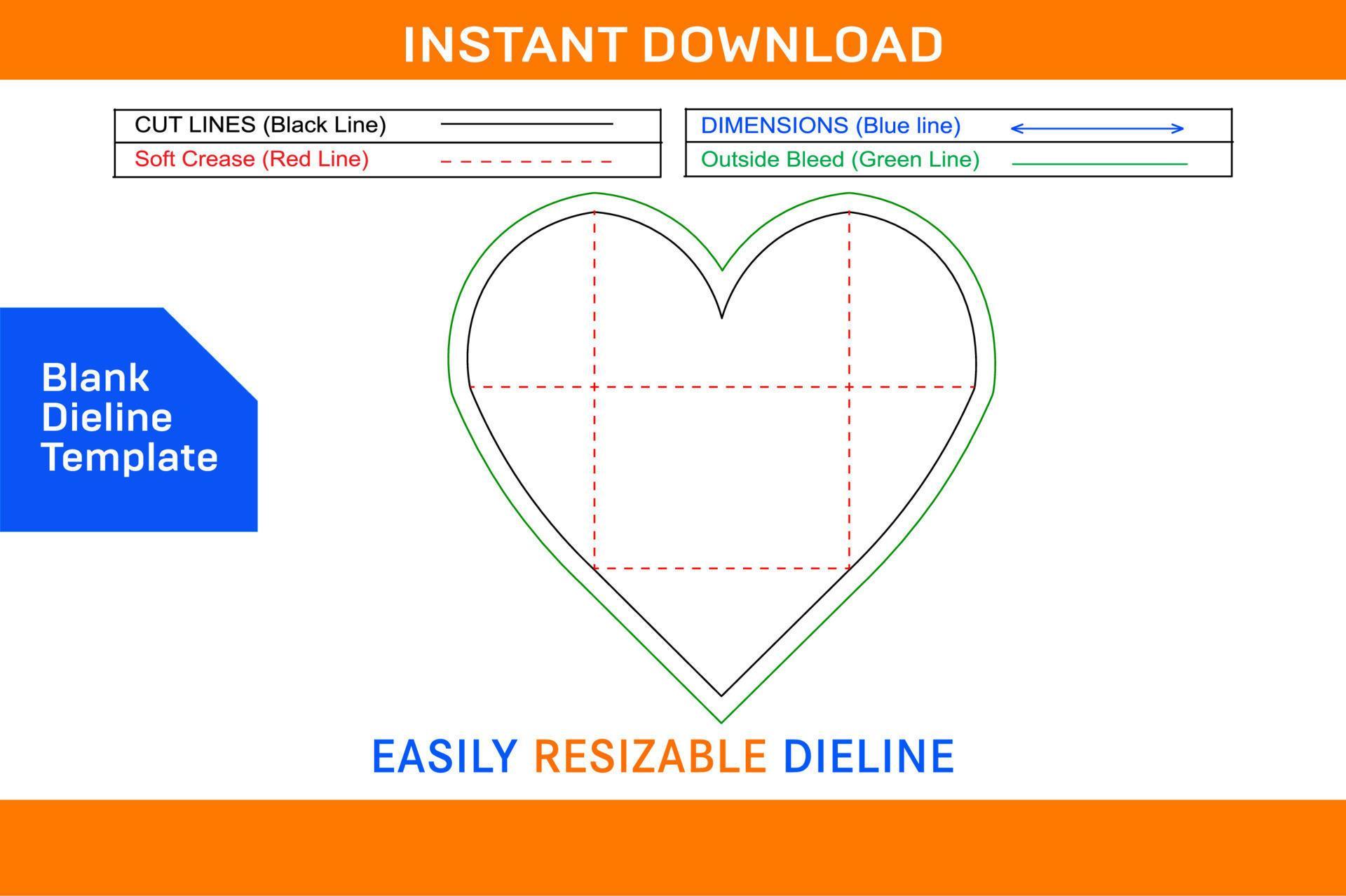 Heart shaped envelope dieline template and 3D envelope design Blank Heart shaped envelope dieline template and 3D envelope design Blank