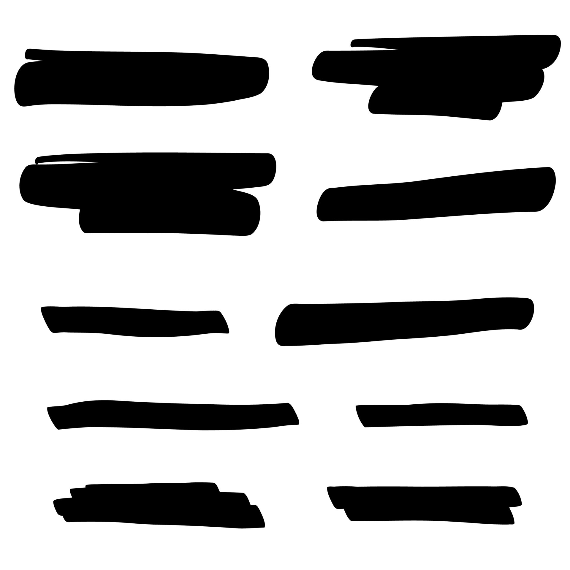 Set of swash hand drawn brush lines, underlines. Vector collection of