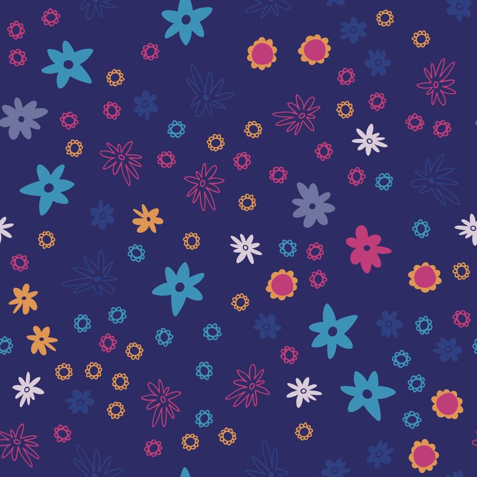 Colorful floral pattern in trendy minimalist style. Hand drawn abstract plant seamless pattern for wrapping paper, cover, textile, wallpaper, banner, cards vector