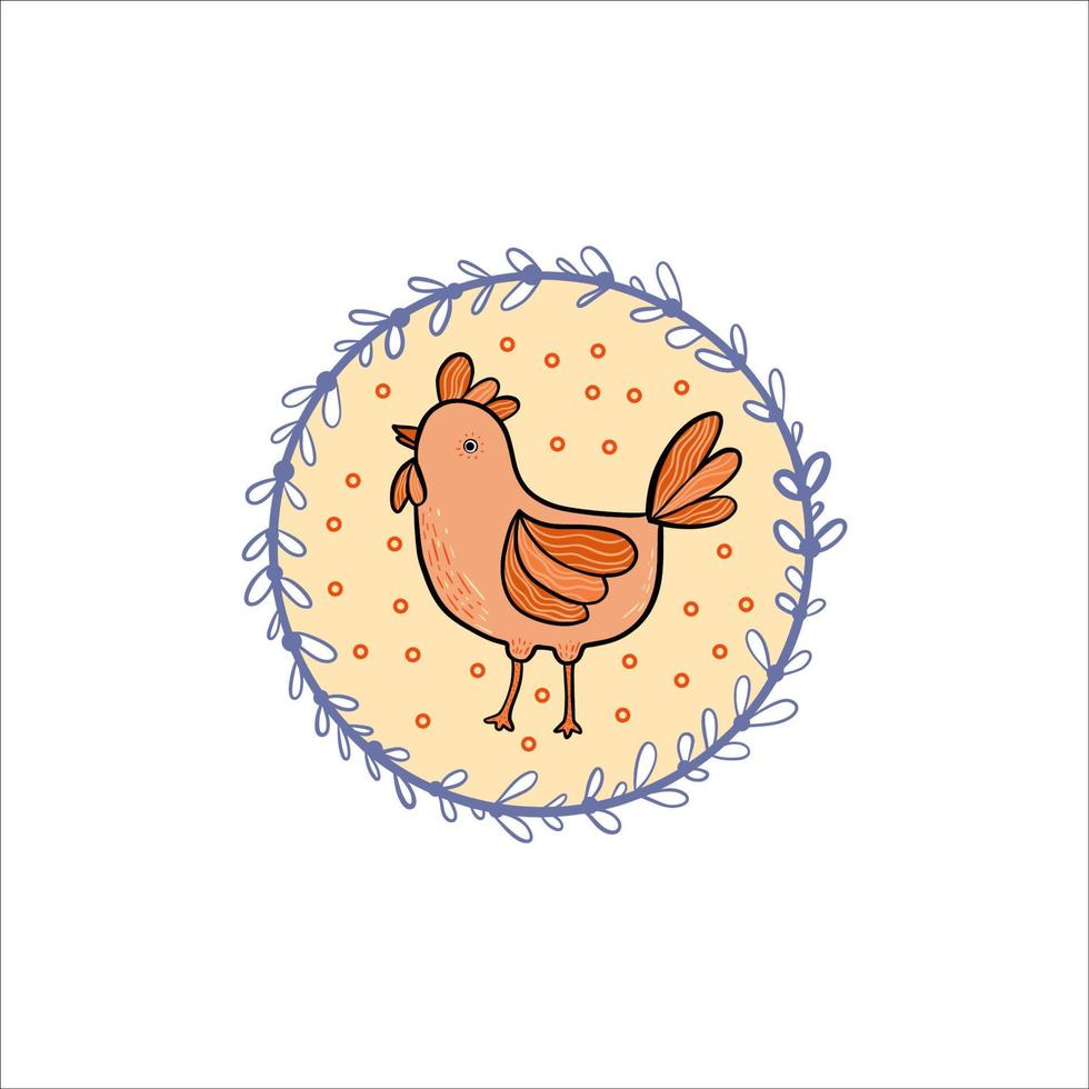 Easter set with chicken. Easter holiday drawings or stickers collection for postcards and decor. vector