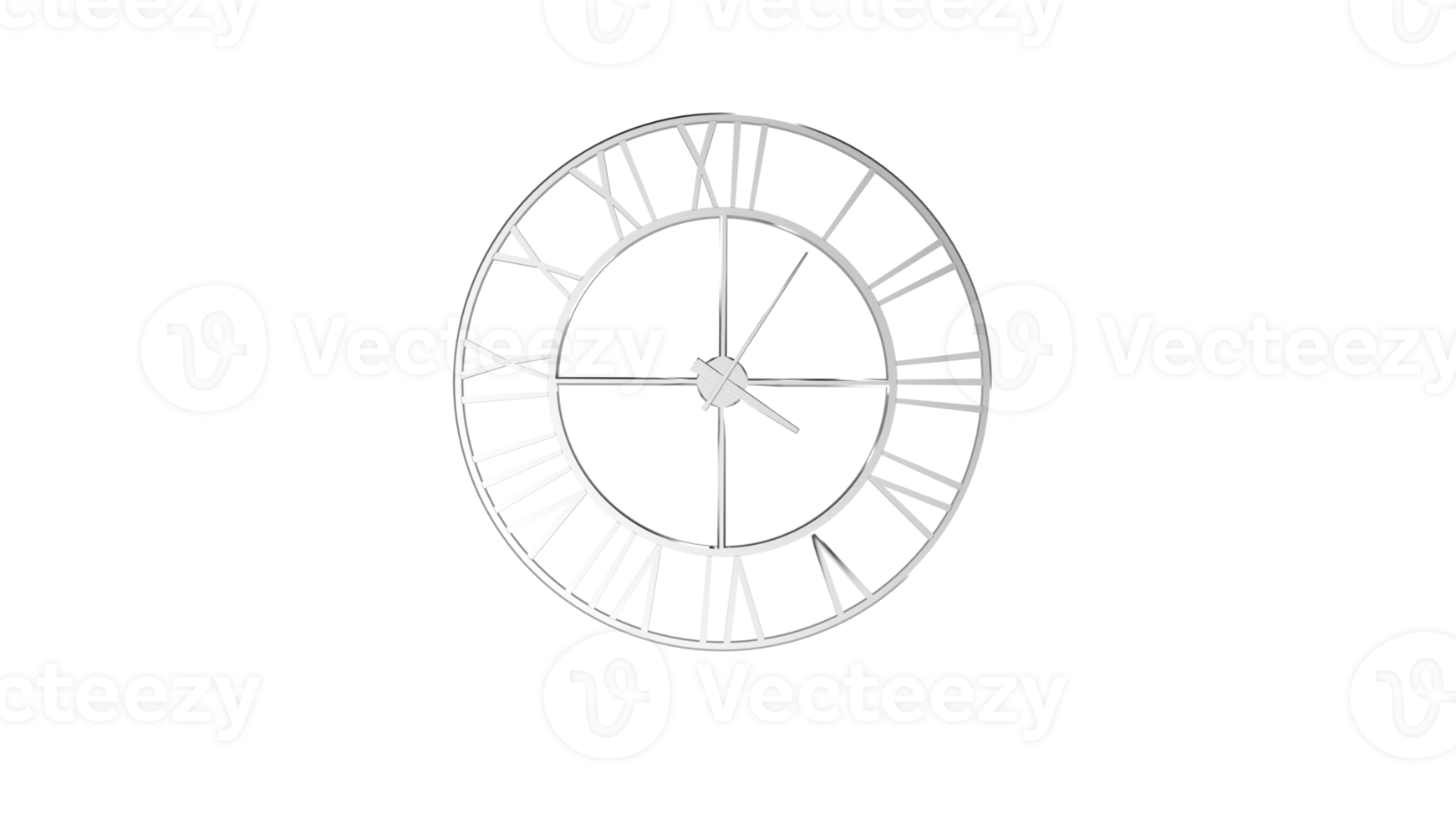 3d rendering of the roman wall clock. Design template closeup Mockup