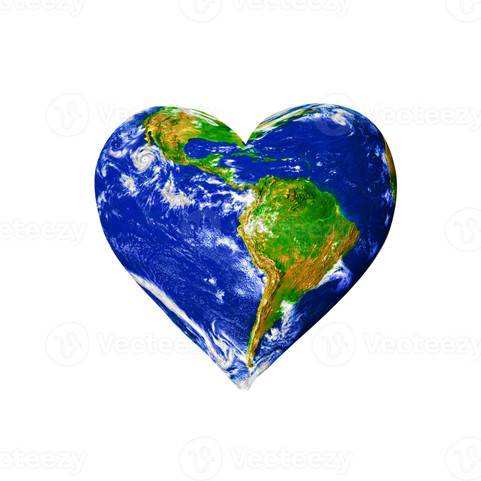 3D rendering Heart-shaped planet earth with the word love on it, A blue heart with the words world earth day on it, World earth day, environment day, Habitat wildlife day, endangered species png