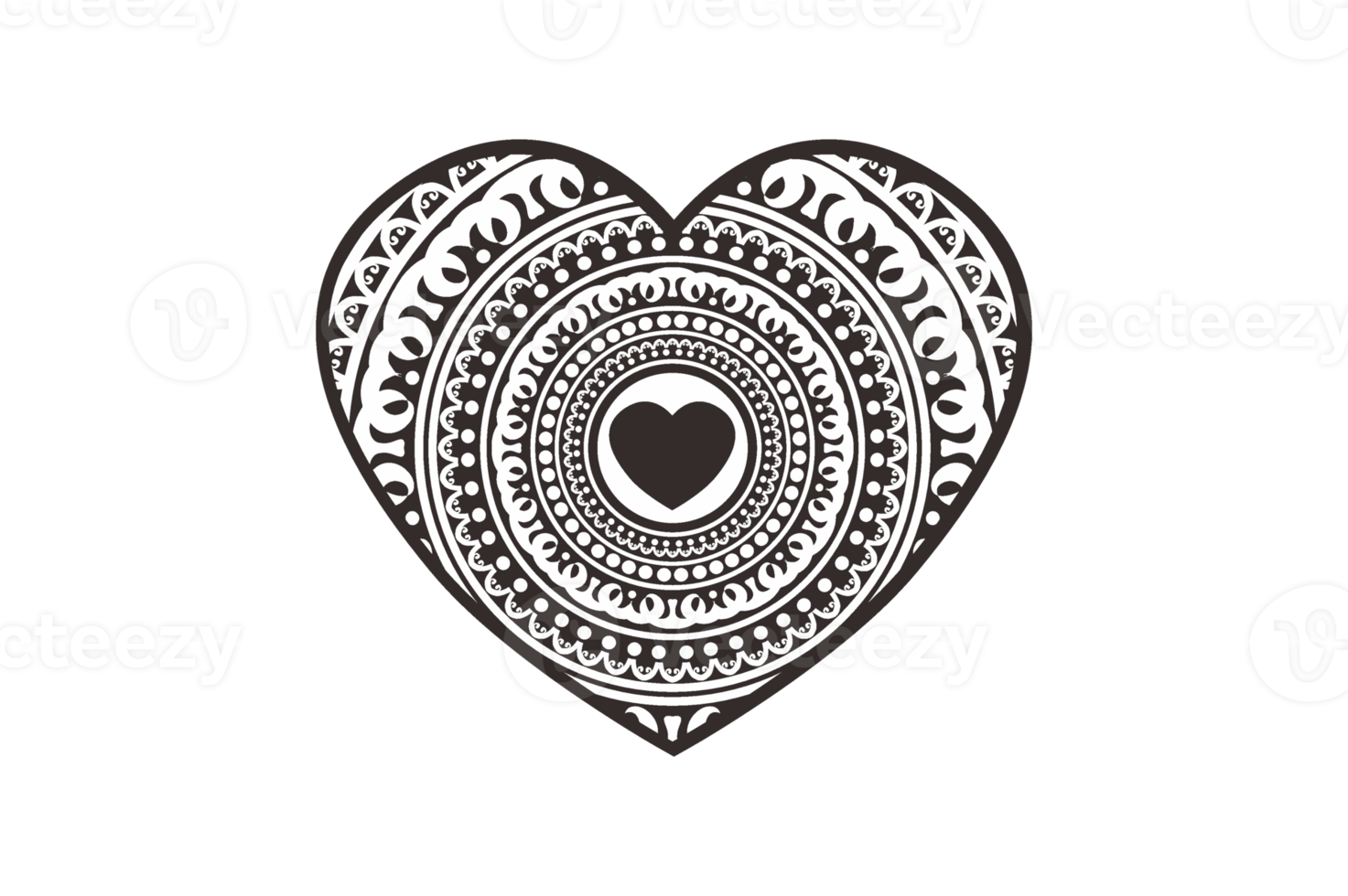 Valentine Day - Black Mandala Love Ornament Art Design png