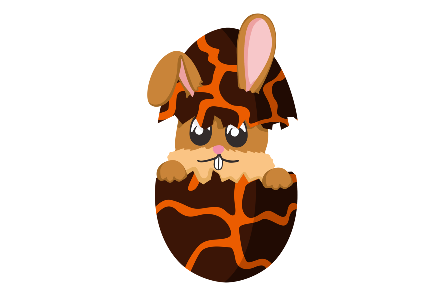 Easter Bunny - A Cute Bunny Inside a Cracked Egg with a Beautiful Pattern png