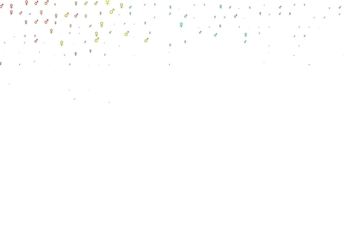 Light multicolor, rainbow vector backdrop with gender signs.
