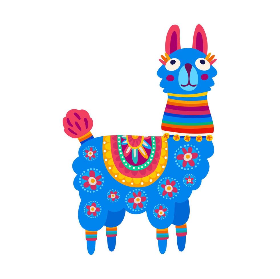 Chile llama alpaca, wild camel, cartoon character vector