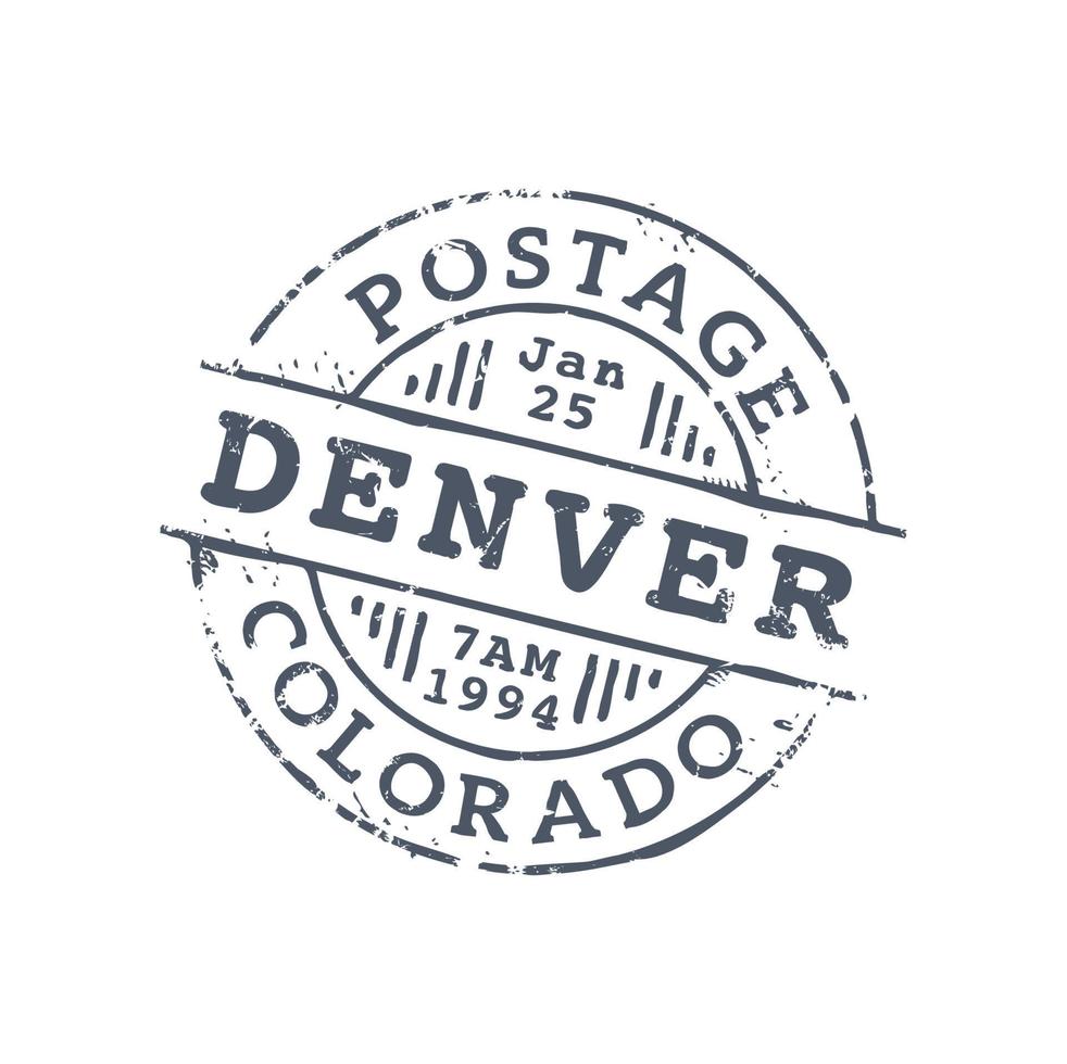 Denver Colorado postage mark, mail post round seal vector