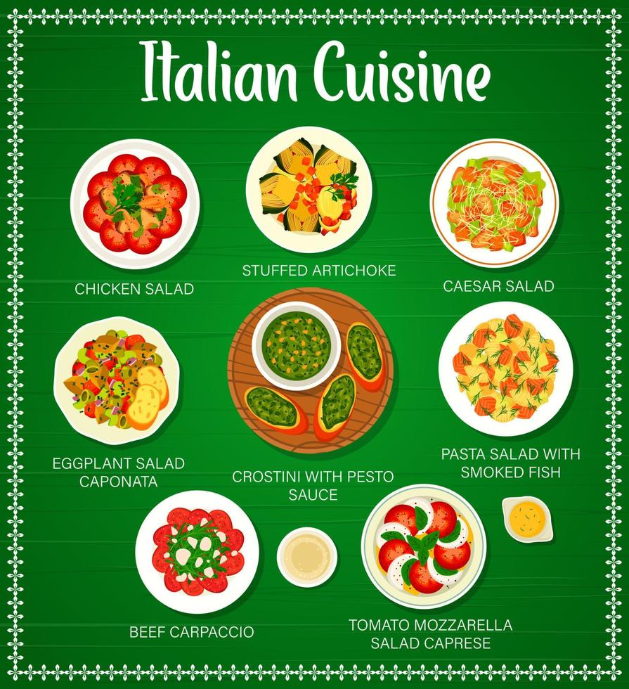 Italian cuisine menu page design vector template