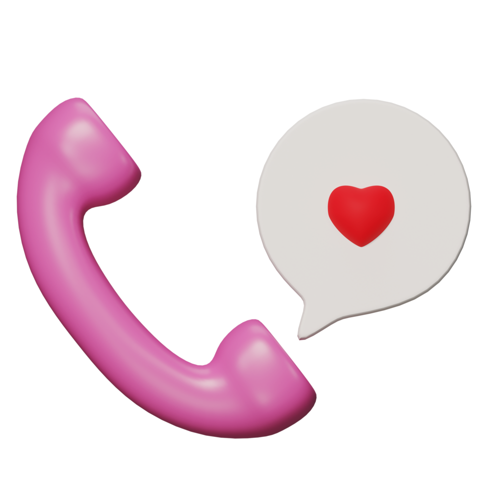 Phone handset with speech bubble. 3d render PNG transparent background icon. Minimal style. Support, customer service, help, communication concept.