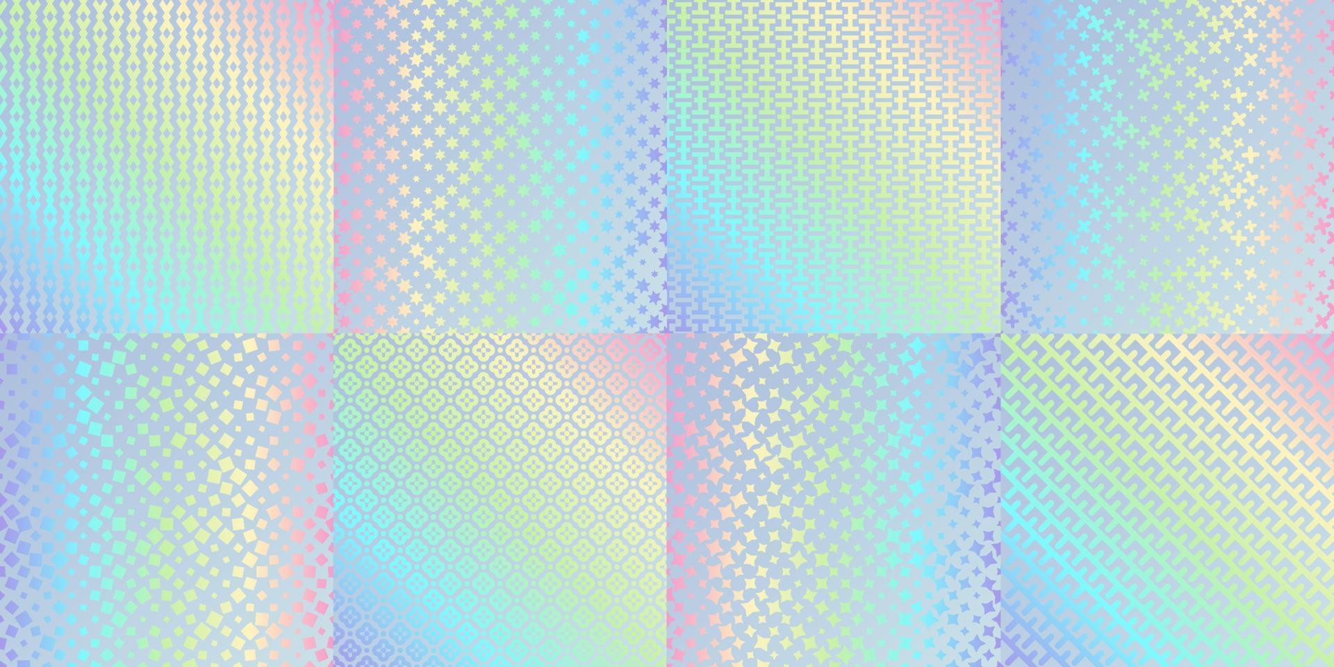 Hologram texture patterns, glitter foil gradient vector