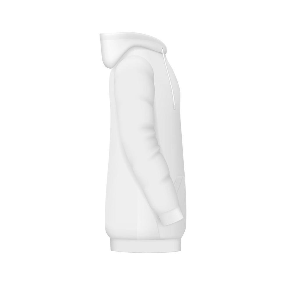 White hoodie, sweatshirt vector mockup for men