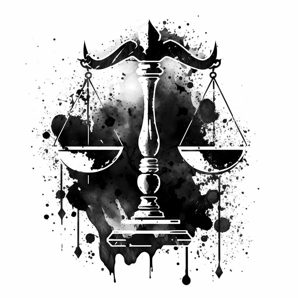 justice symbol black and white photo