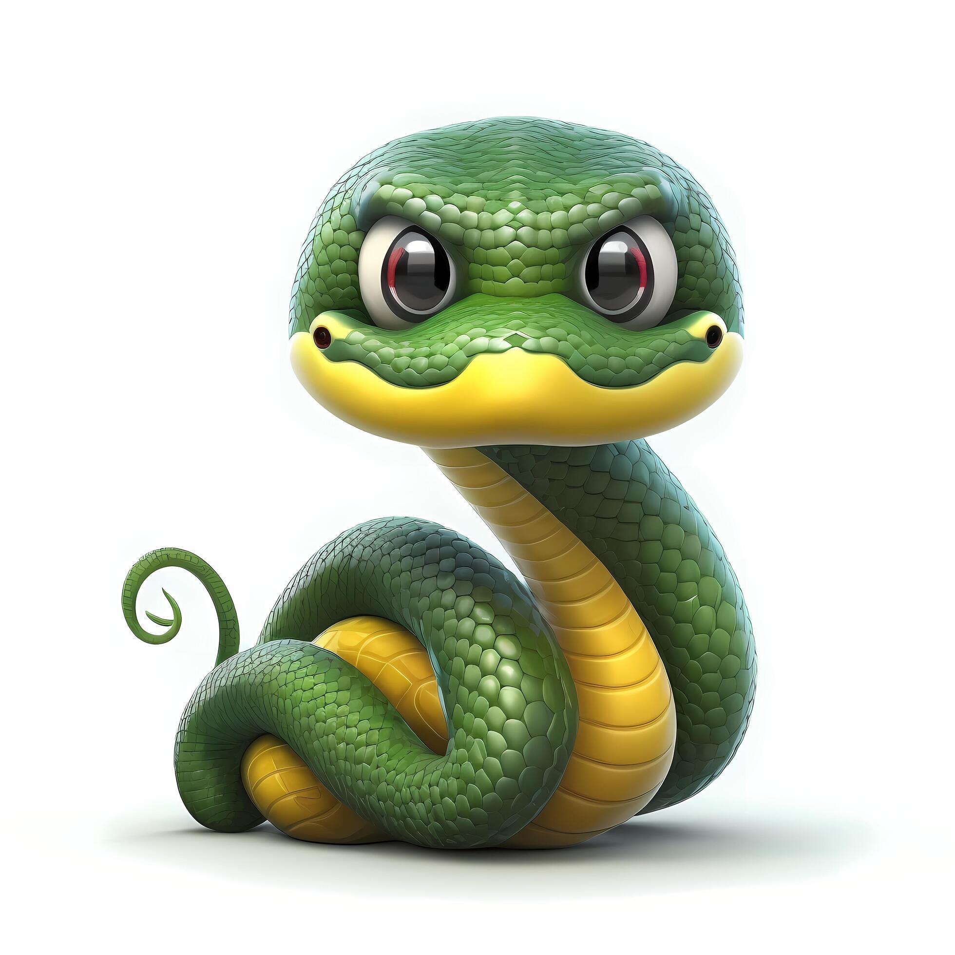 Premium AI Image  3D Render of a Little Snake cartoon character with a  cigar on white background