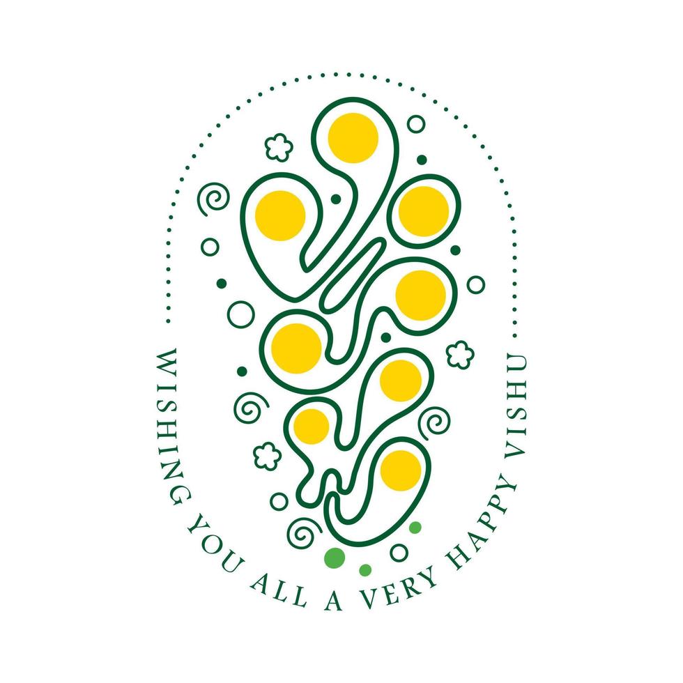 Vector illustration of a Banner for Happy Vishu Typography Design On Traditional Background with Kani konna flower, Vishu is South indian festival