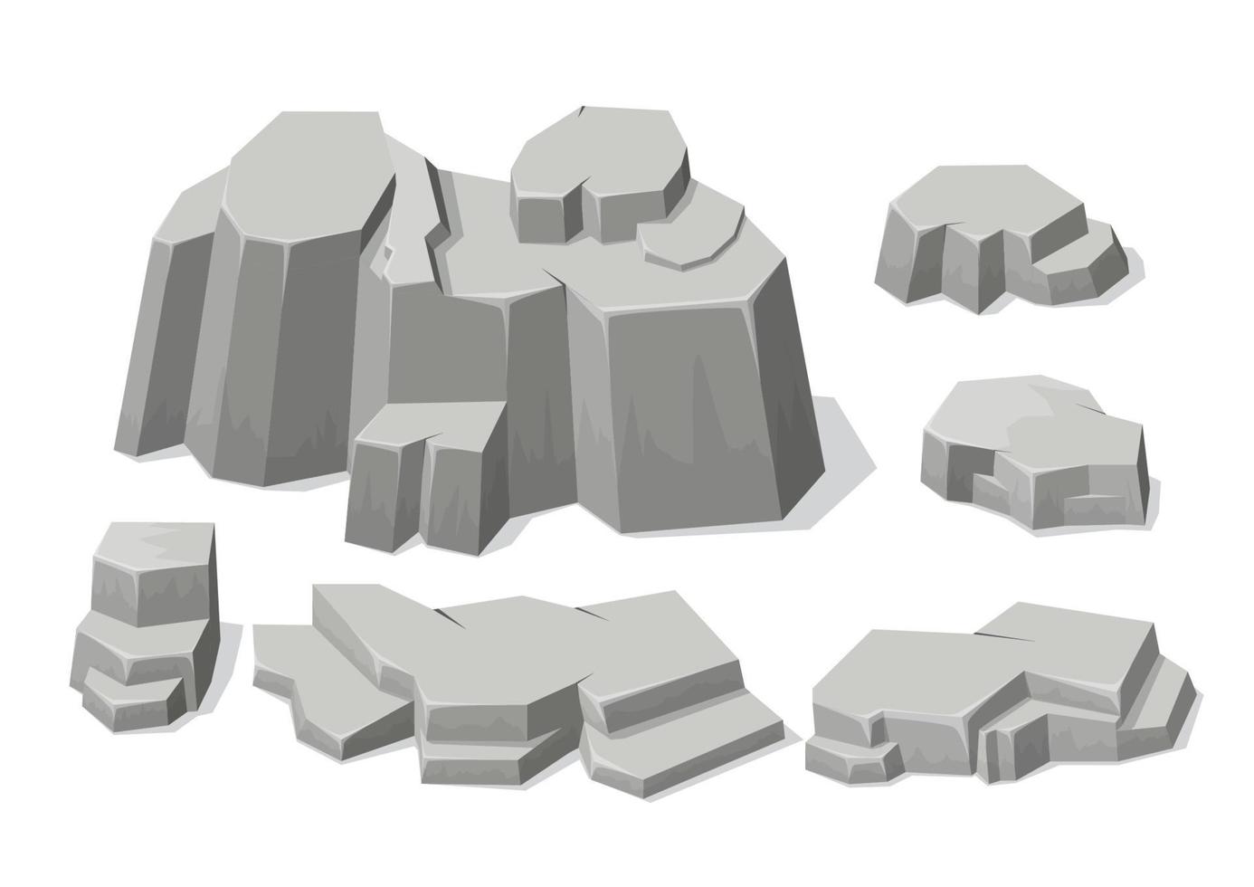 grey rocks and stones elements different shapes vector