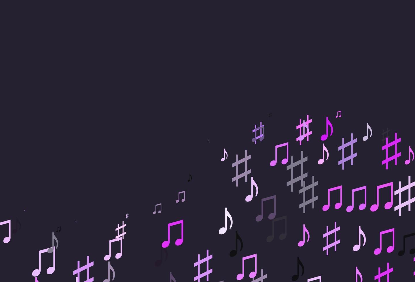 Fondo de vector de color rosa claro, azul con símbolos musicales.