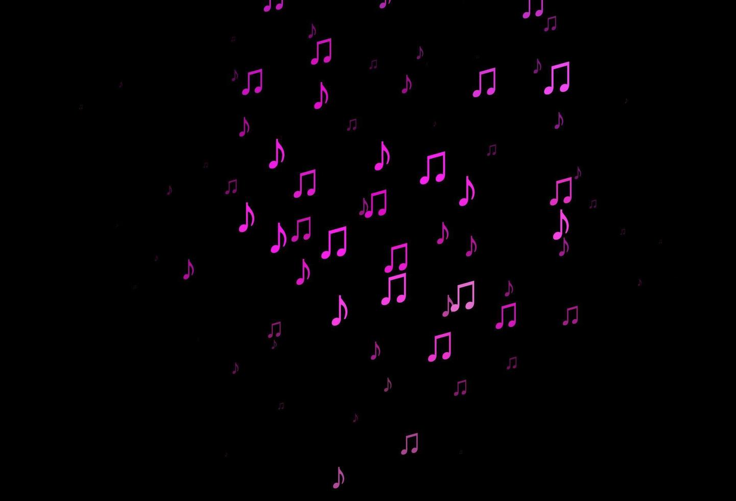 plantilla de vector de color rosa oscuro con símbolos musicales.